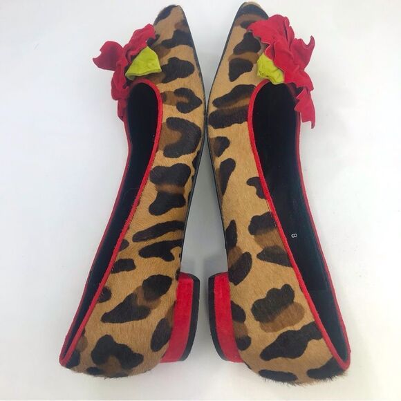 Ramon Tenza Leopard Print Flats with Red Floral Accent - Picture 5 of 16